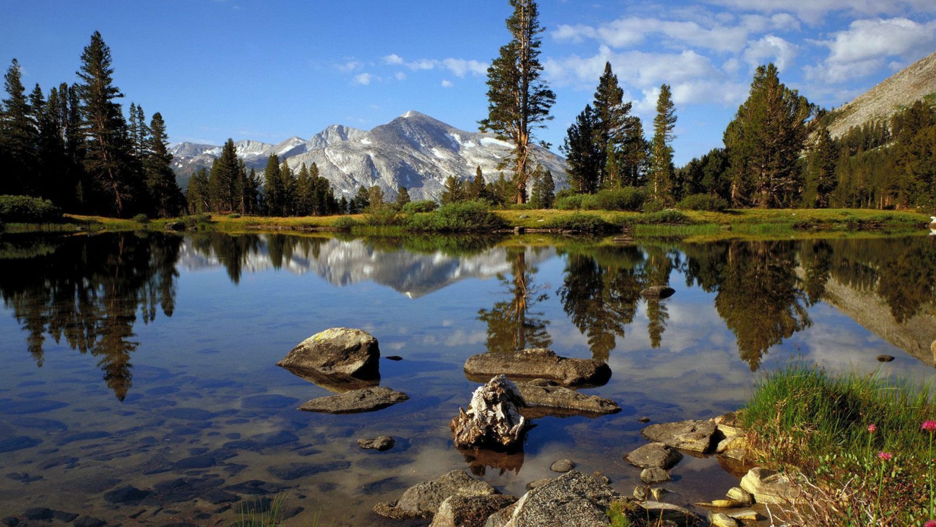 Обои отражение, природа, дикая местность, каровое озеро, озеро в разрешении 1920x1080