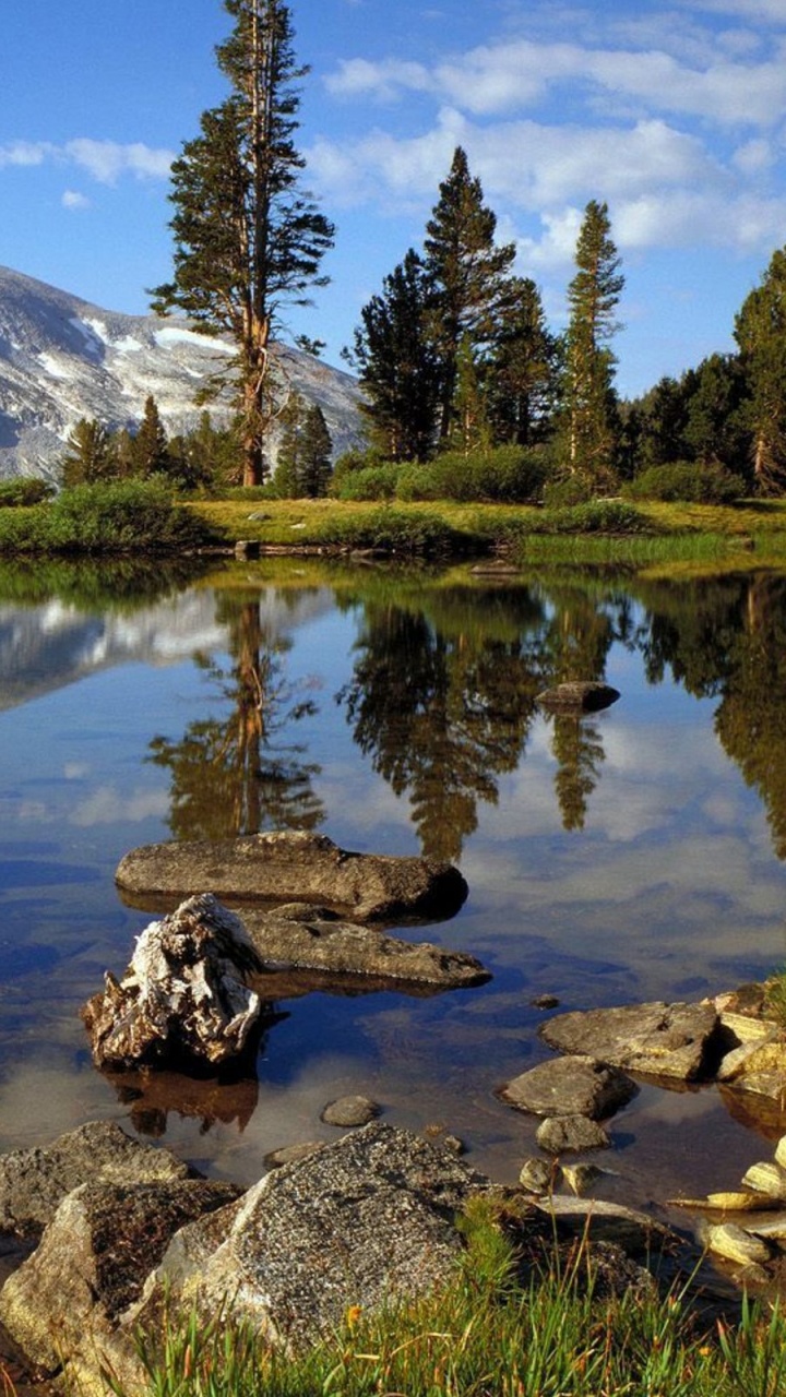 Обои отражение, природа, дикая местность, каровое озеро, озеро в разрешении 720x1280