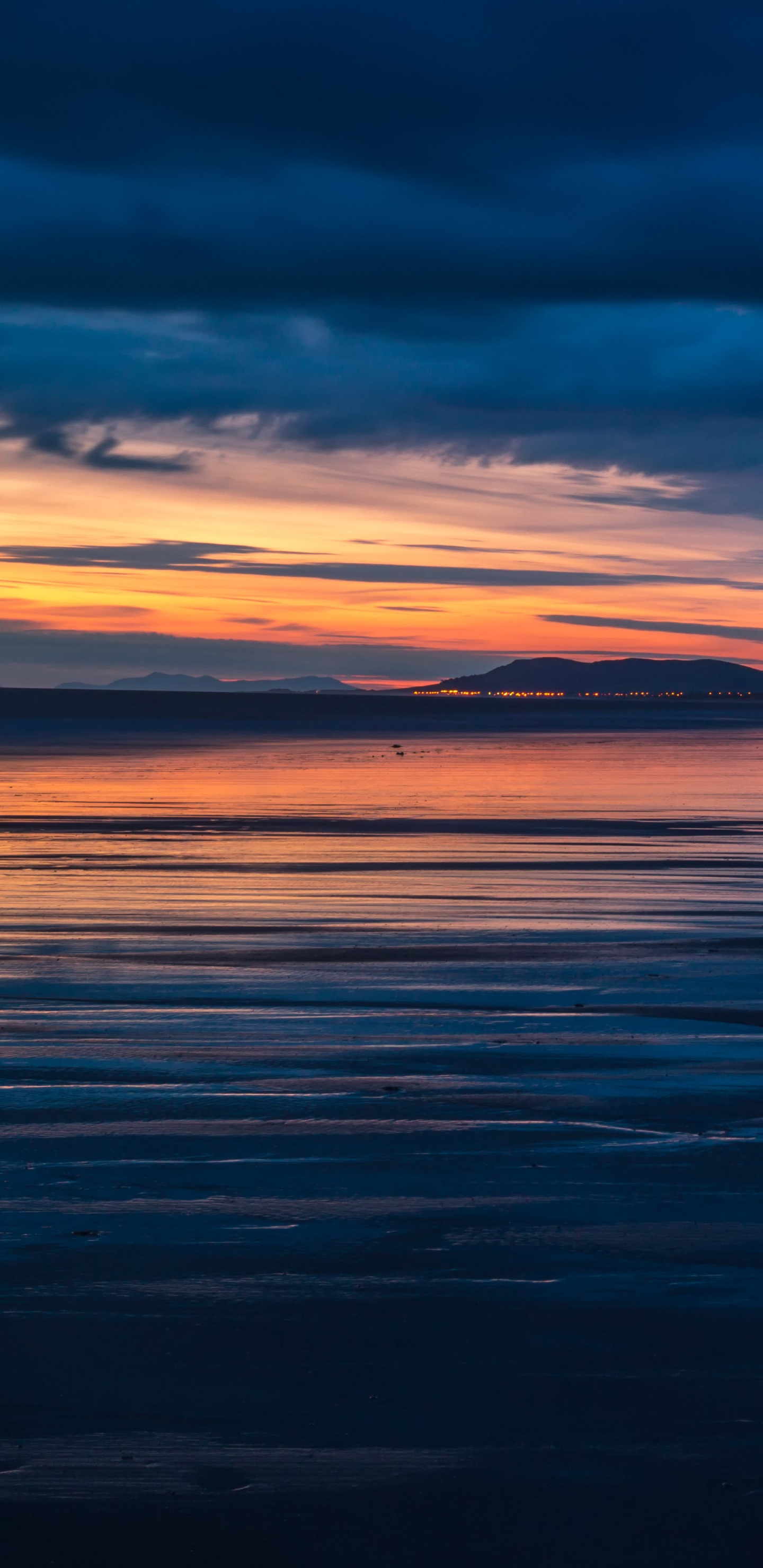 Обои горизонт, закат, море, синий, вода в разрешении 1440x2960