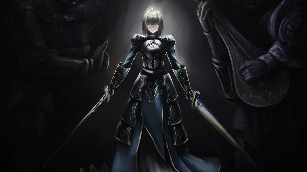 Обои сабля, Fate Zero, аниме, темнота, фигурка в разрешении 1280x720