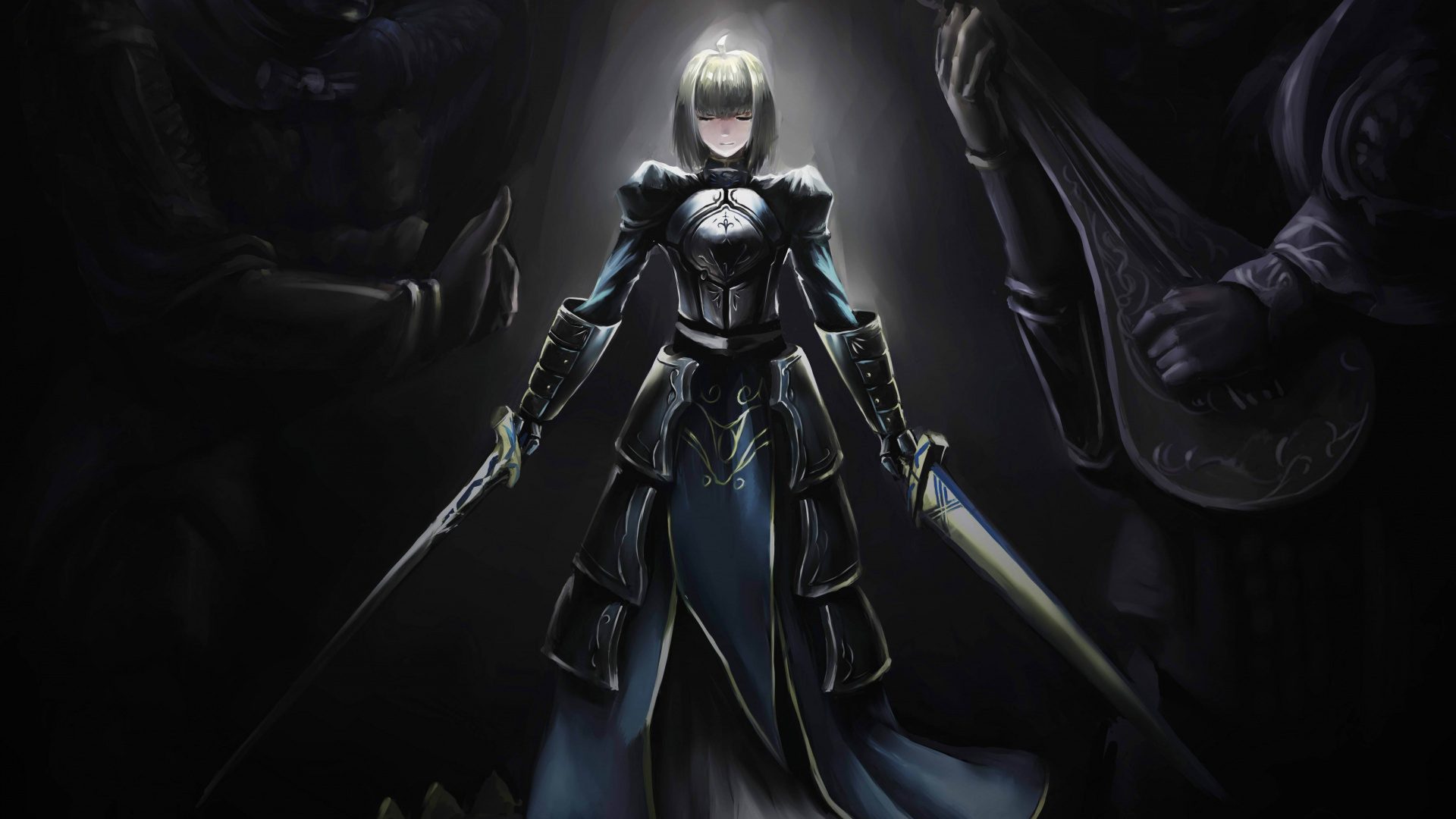 Обои сабля, Fate Zero, аниме, темнота, фигурка в разрешении 1920x1080