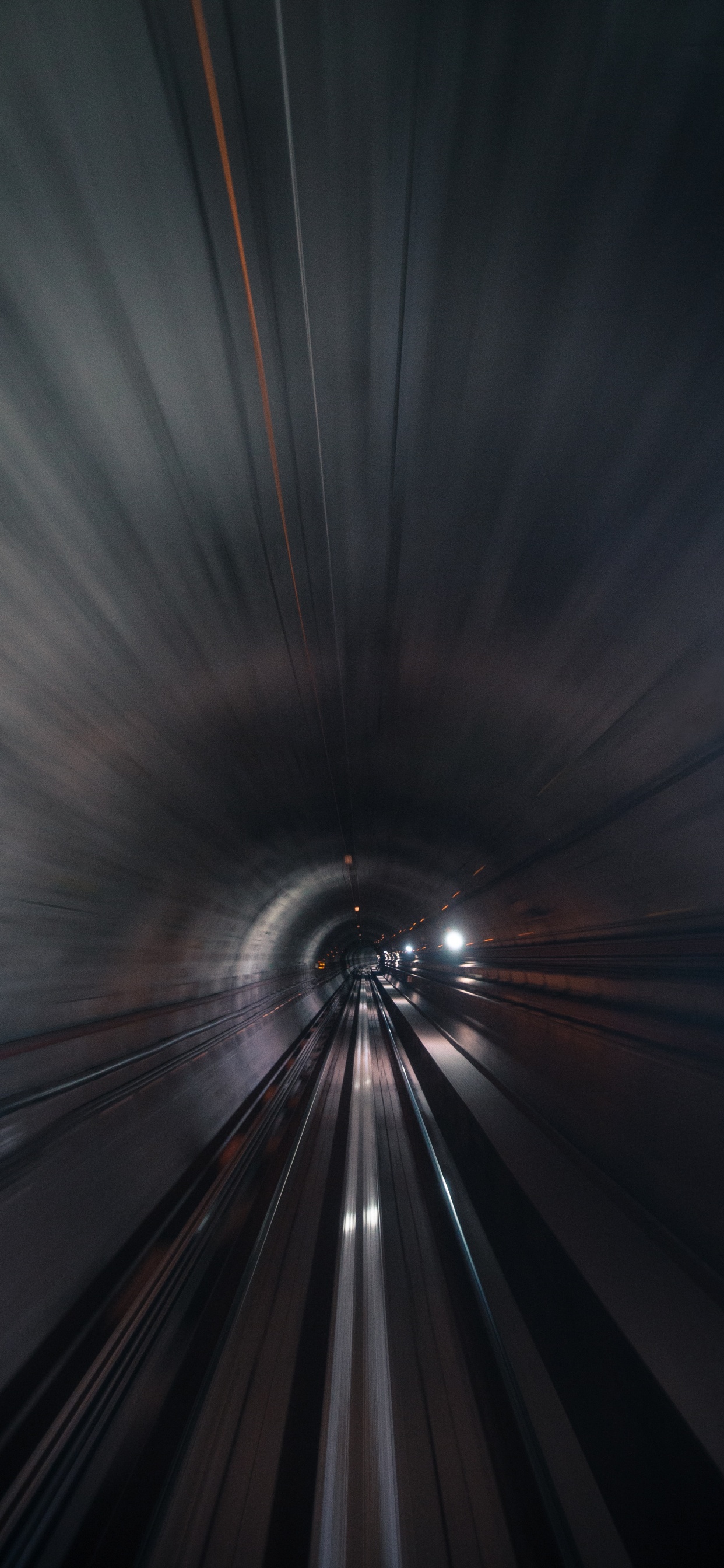 Обои темнота, свет, туннель, инфраструктура, ночь в разрешении 1242x2688