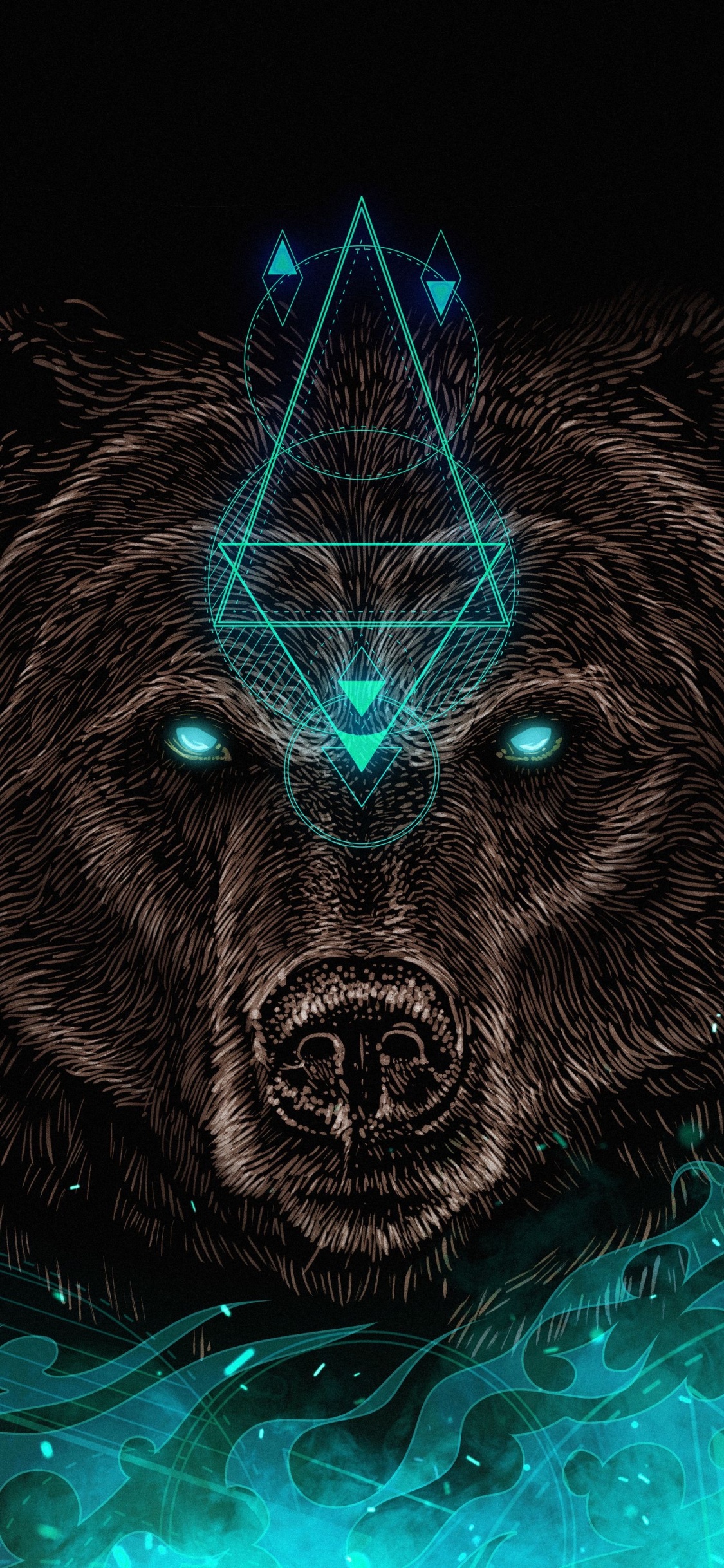 Обои свет, кошачьих, арт, бакенбарды, симметрия в разрешении 1125x2436