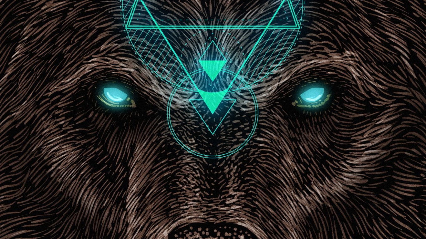 Обои свет, кошачьих, арт, бакенбарды, симметрия в разрешении 1366x768