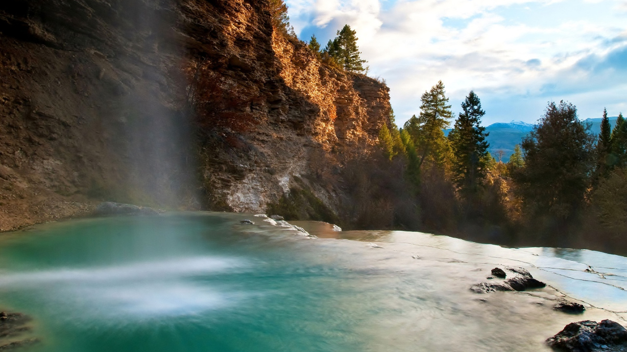 Обои водоем, природа, гидроресурсы, вода, водопад в разрешении 1280x720