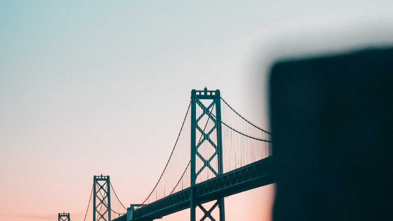 Обои Сан-Франциско-Окленд Бэй-Бридж, спокойный, мост, небо, синий в разрешении 1280x720