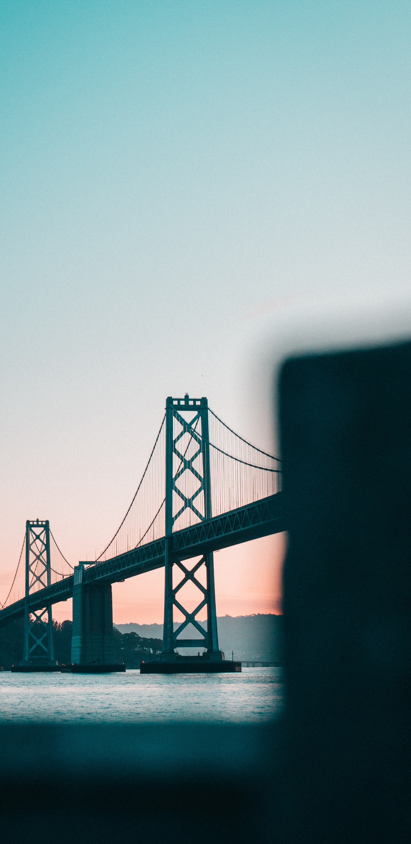 Обои Сан-Франциско-Окленд Бэй-Бридж, спокойный, мост, небо, синий в разрешении 1440x2960