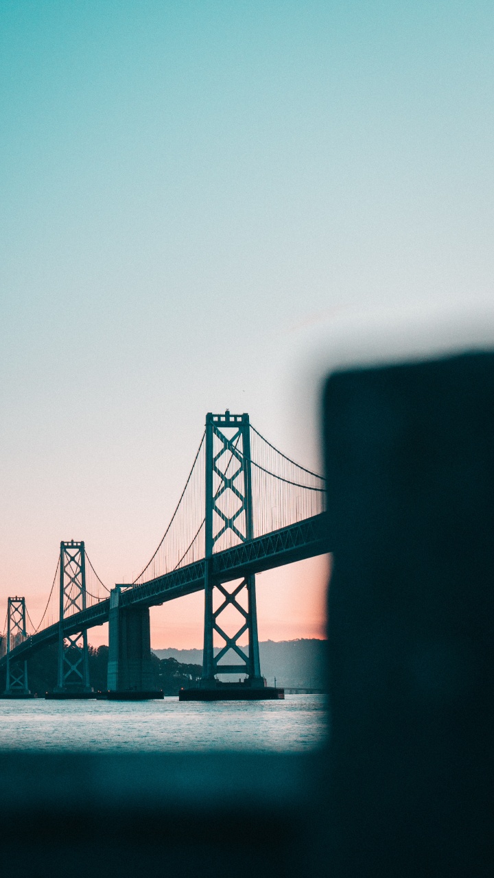 Обои Сан-Франциско-Окленд Бэй-Бридж, спокойный, мост, небо, синий в разрешении 720x1280