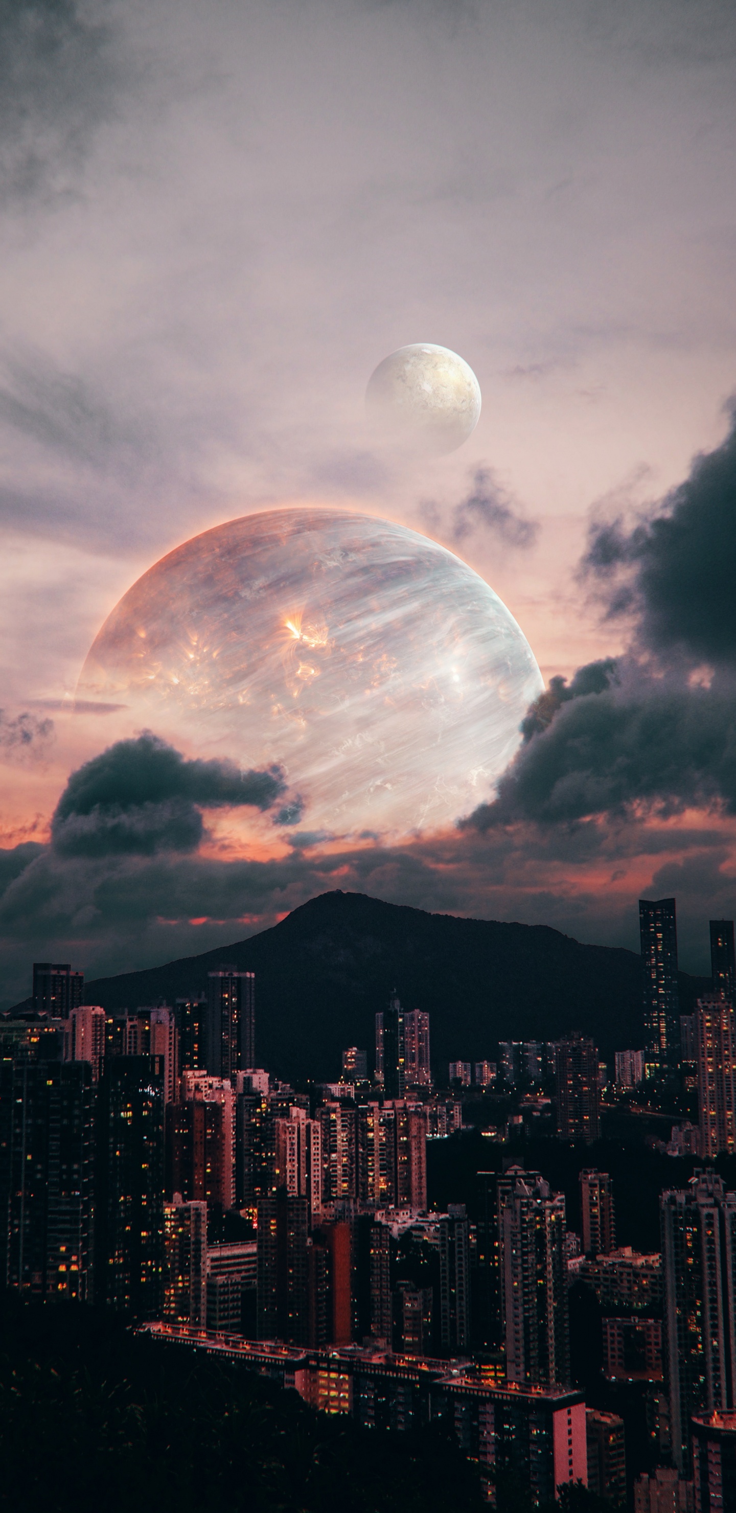 Обои облако, небоскреб, атмосфера, дневное время, здание в разрешении 1440x2960