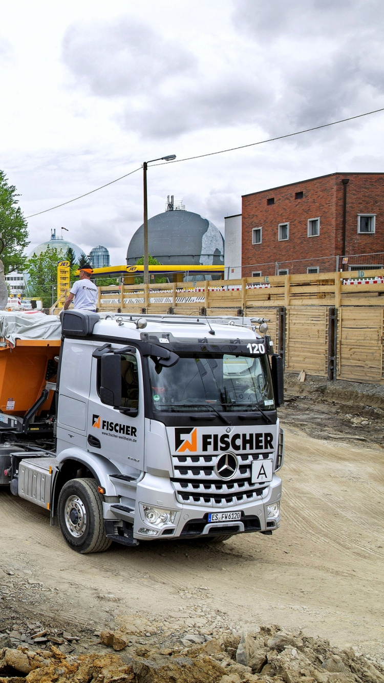 Обои грузовик, бульдозер, строительство, транспорт, строительная техника в разрешении 750x1334
