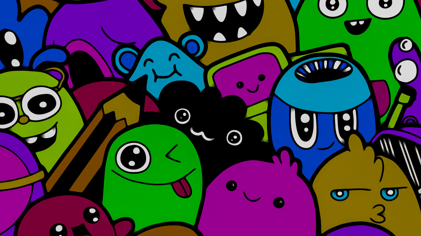 Обои мультфильм, визуальное искусство, дизайн, белые, ткань в разрешении 1366x768