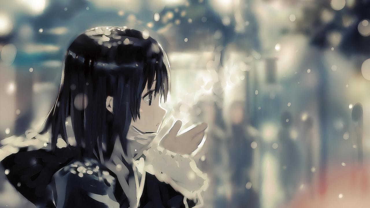 Обои аниме, Манга, иллюстрация, снег, небо в разрешении 1280x720