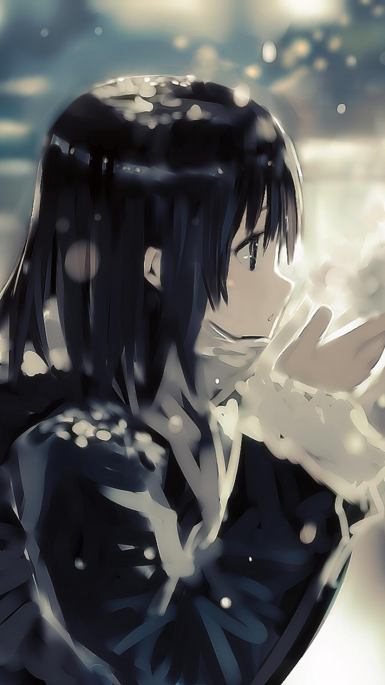 Обои аниме, Манга, иллюстрация, снег, небо в разрешении 750x1334