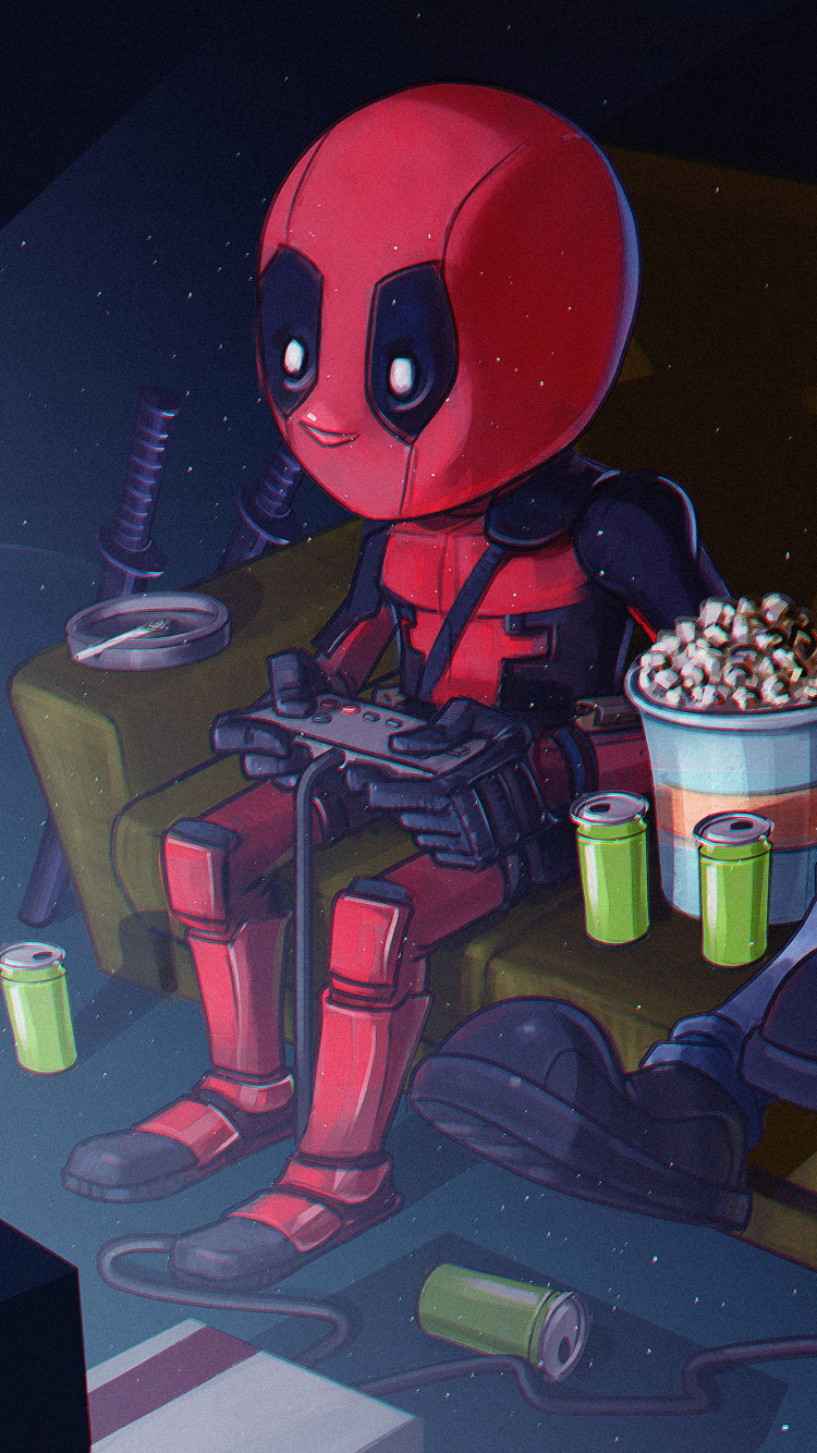 Обои мультфильм, дэдпул, иллюстрация, анимация, арт в разрешении 750x1334
