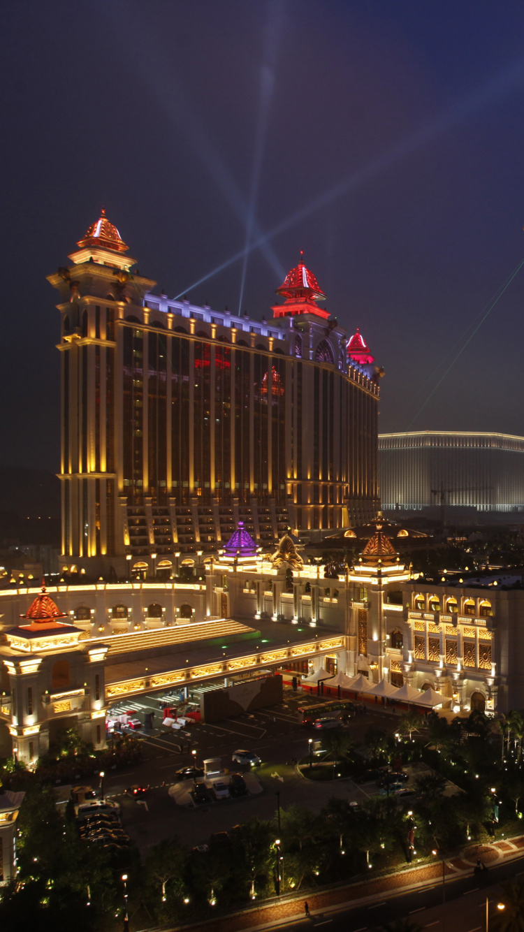 Обои казино, город, ориентир, городской район, ночь в разрешении 750x1334