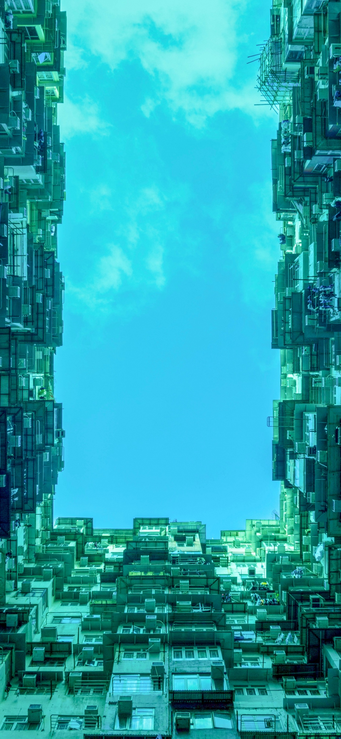 Обои городской пейзаж, метрополия, городской район, город, синий в разрешении 1125x2436