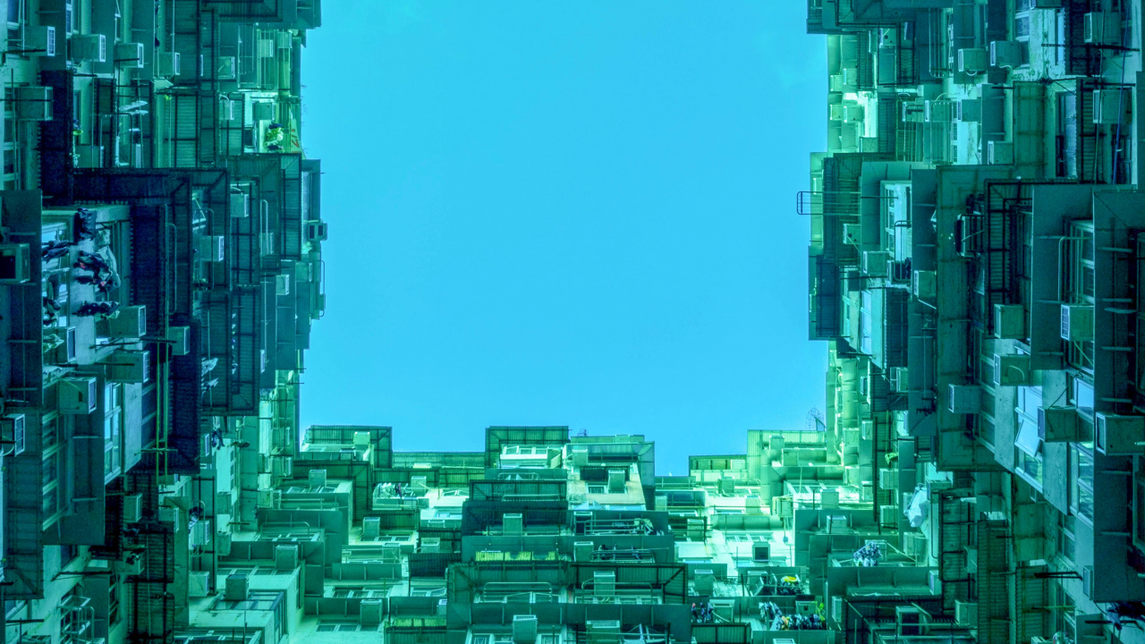 Обои городской пейзаж, метрополия, городской район, город, синий в разрешении 1280x720