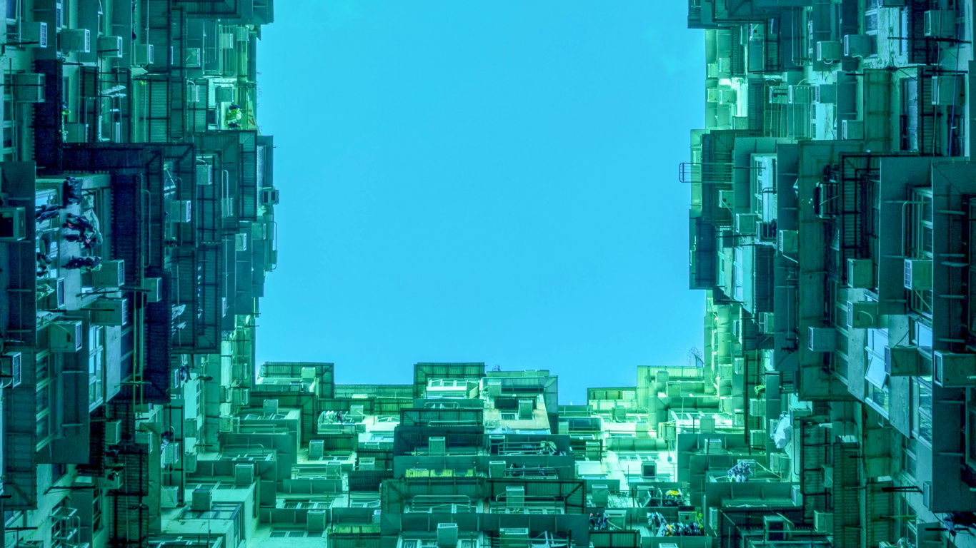 Обои городской пейзаж, метрополия, городской район, город, синий в разрешении 1366x768