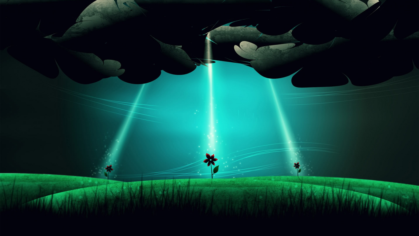 Обои зеленый, вода, природа, свет, спецэффекты в разрешении 1366x768