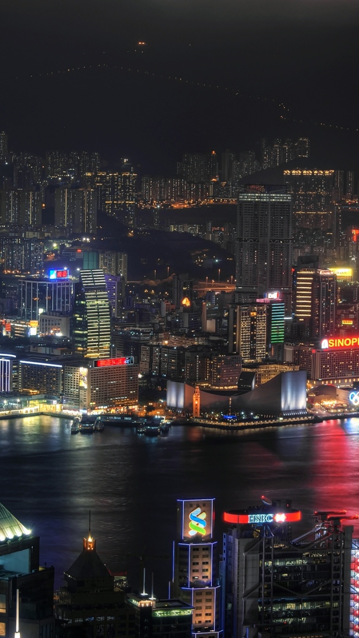 Обои город, городской пейзаж, метрополия, городской район, ночь в разрешении 720x1280