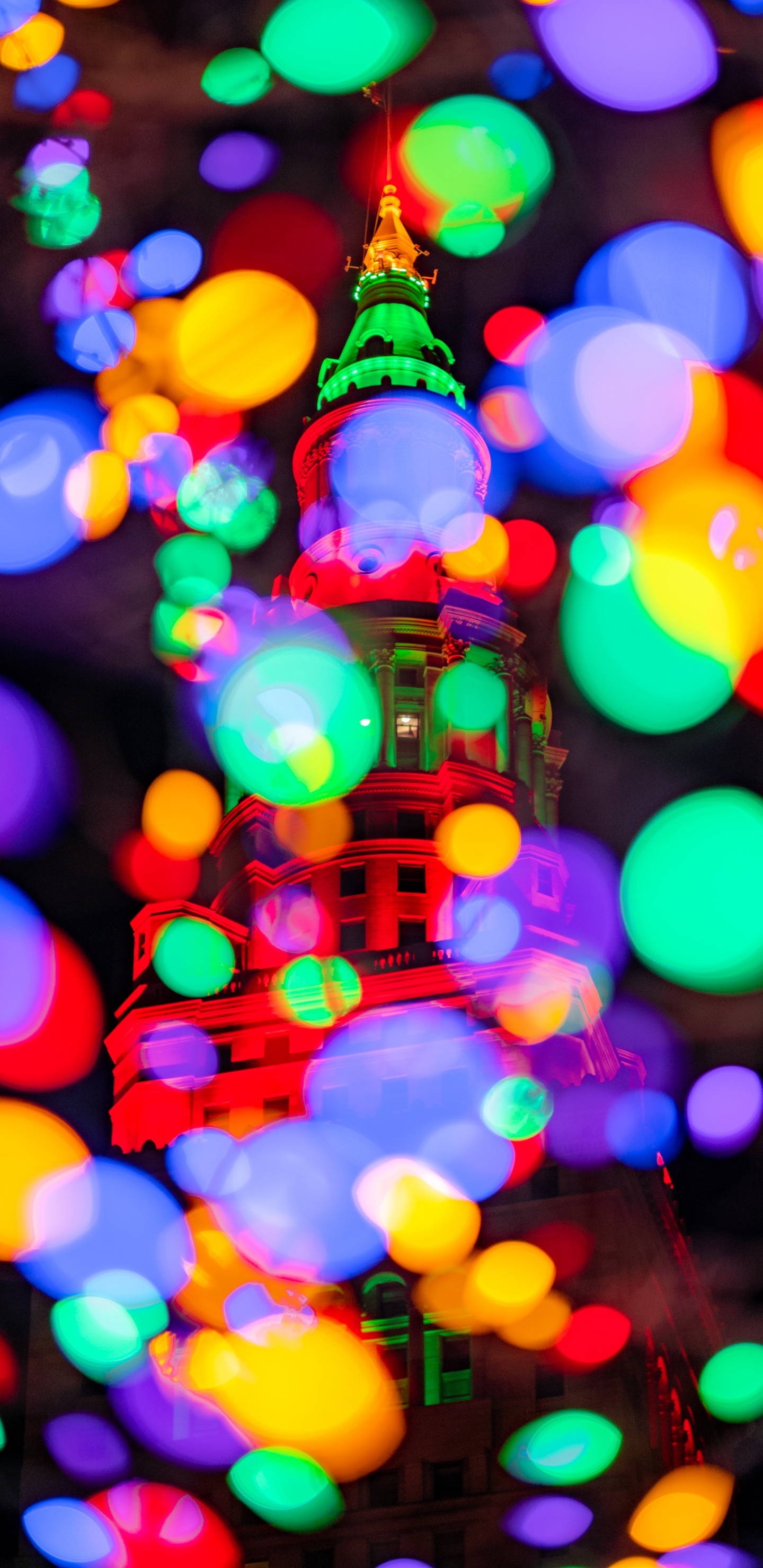 Обои Рождественские украшения, Рождественский день, освещение, свет, орнамент в разрешении 1440x2960