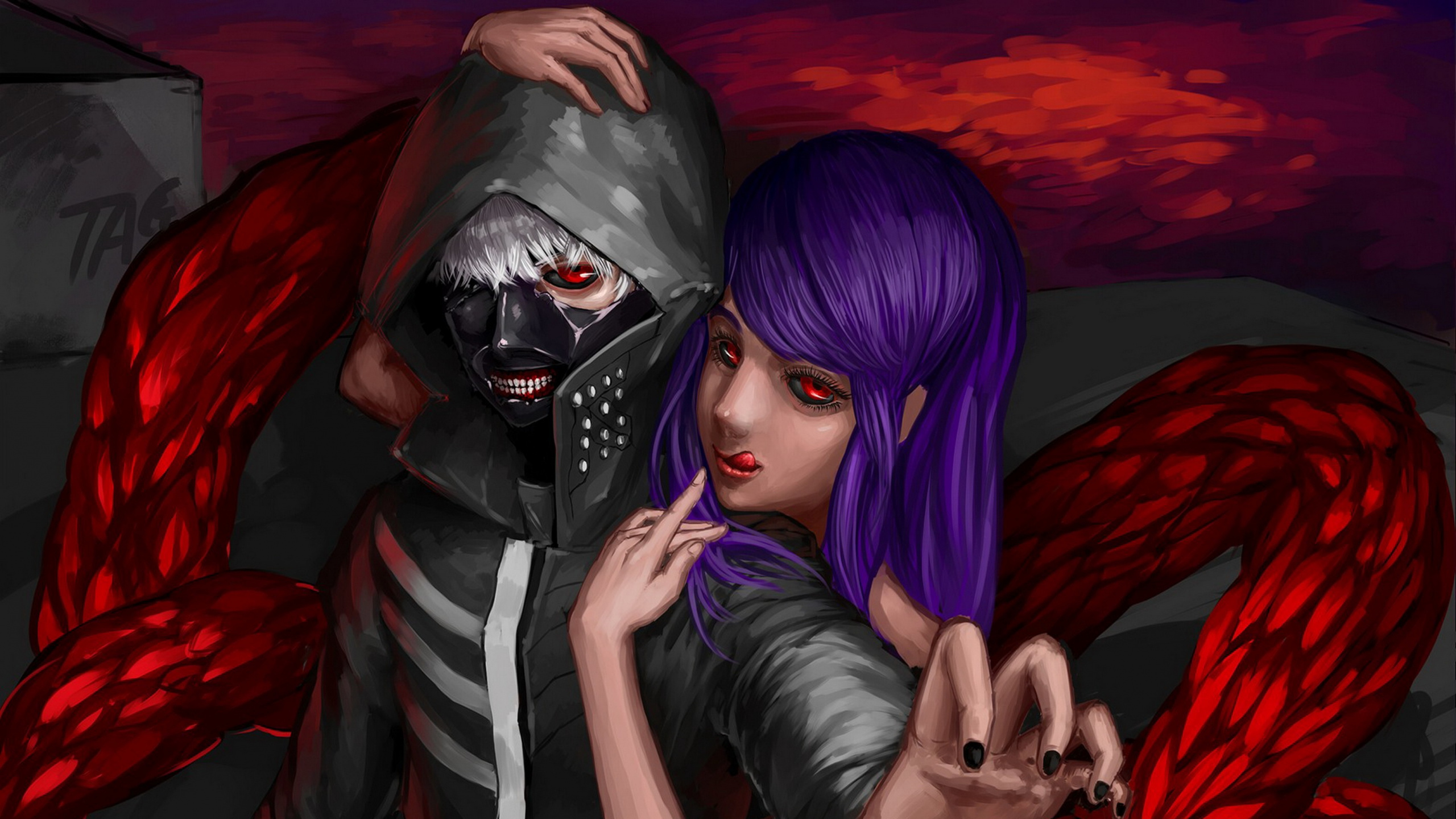 Обои Кен kaneki, Токио вурдалак, аниме, темнота, субкультуры в разрешении 2560x1440