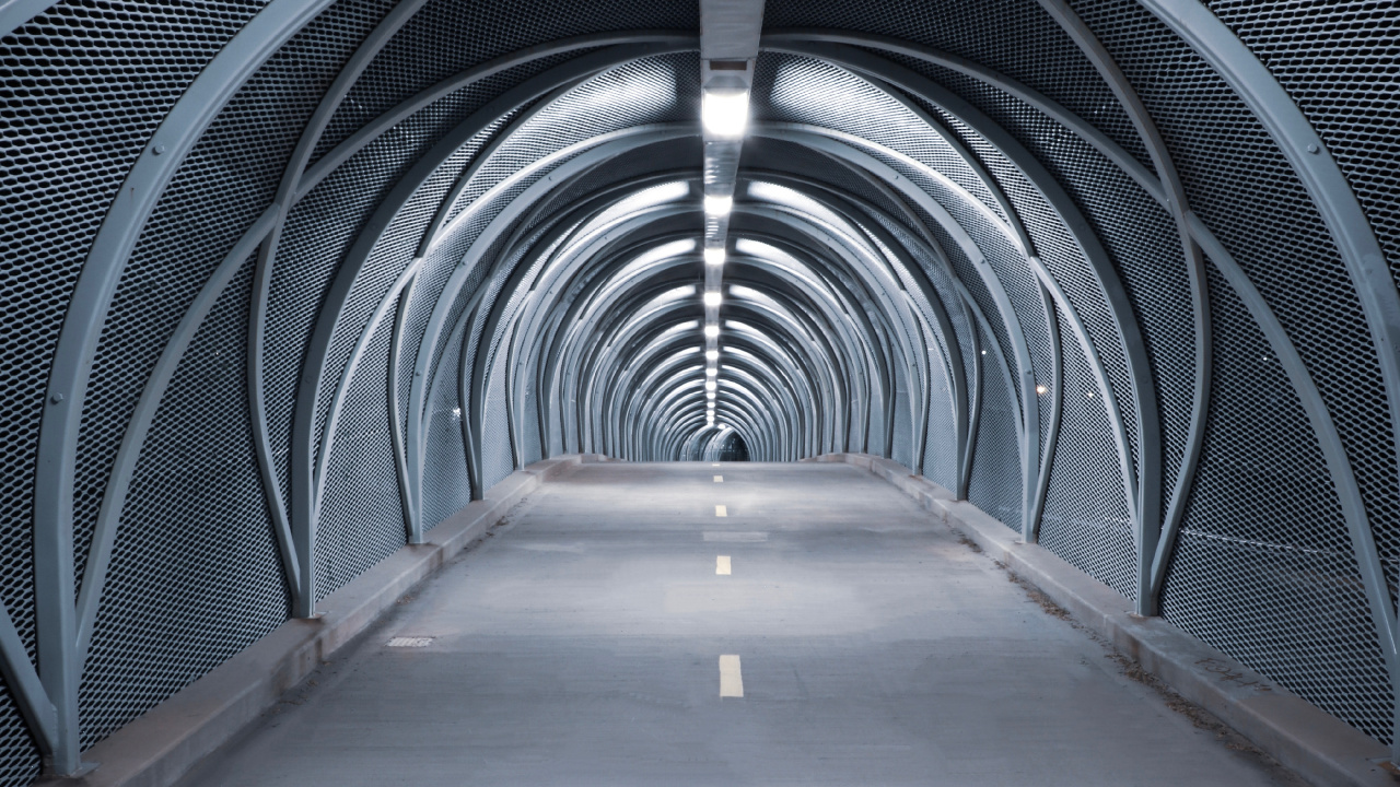 Обои туннель, свет, архитектура, линия, инфраструктура в разрешении 1280x720
