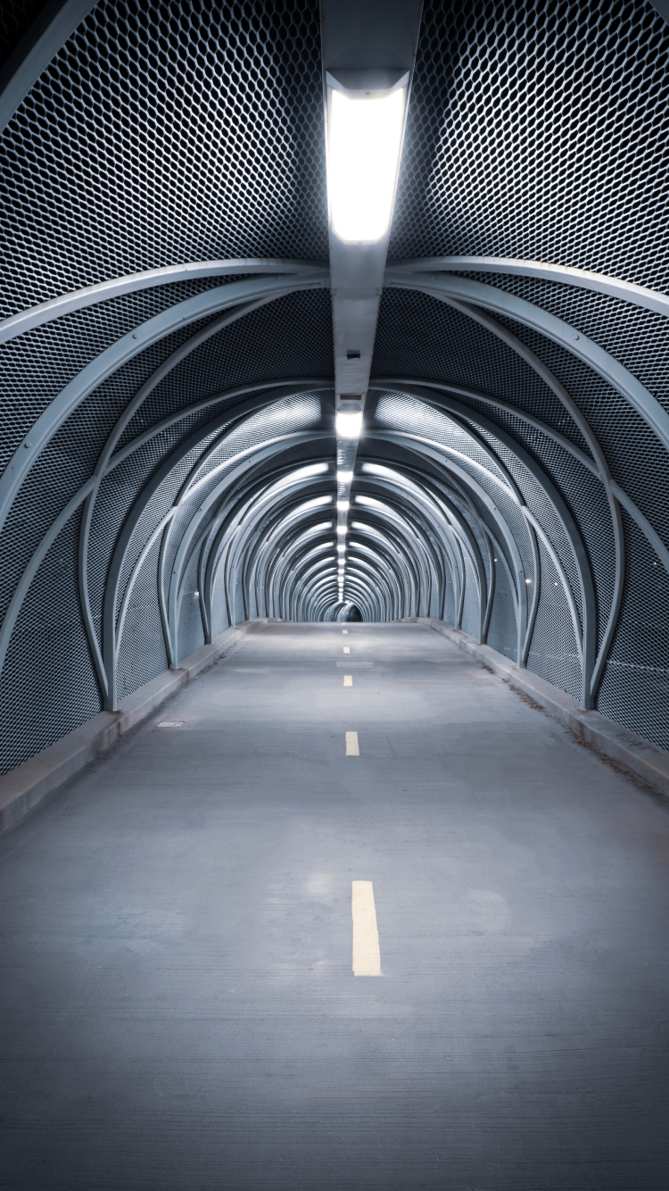 Обои туннель, свет, архитектура, линия, инфраструктура в разрешении 750x1334