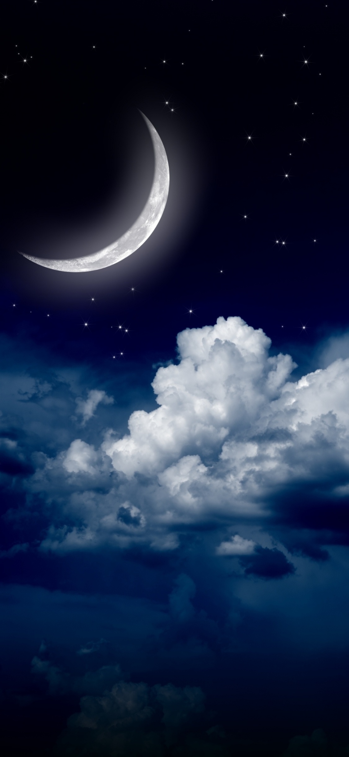 Обои лунный свет, луна, ночное небо, облако, природа в разрешении 1125x2436