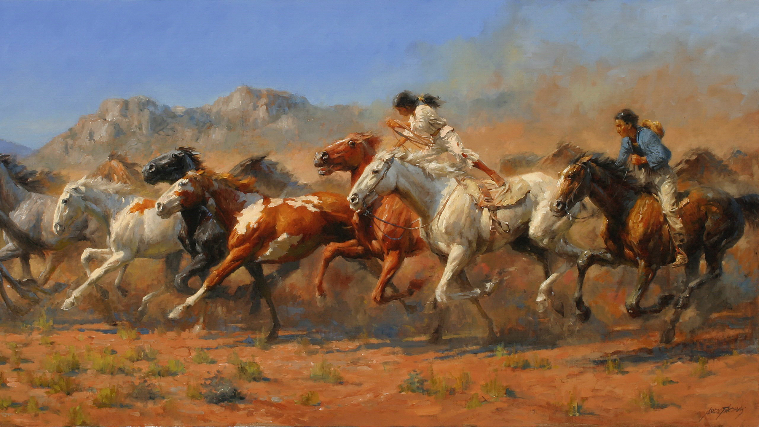 Обои арт, живопись, произведение искусства, масляная живопись, артист в разрешении 2560x1440