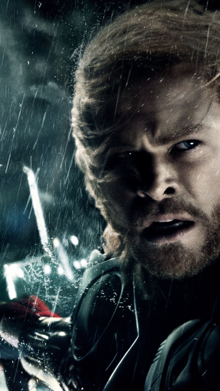 Обои Крис Хемсворт, ТОР, борода, волосы на лице, темнота в разрешении 720x1280