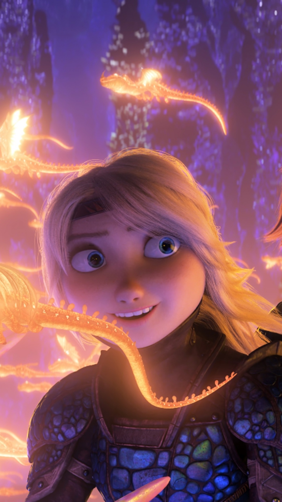 Обои студия DreamWorks Animation, Как тренировать своего дракона, Беззубые, свет, человек в разрешении 1080x1920