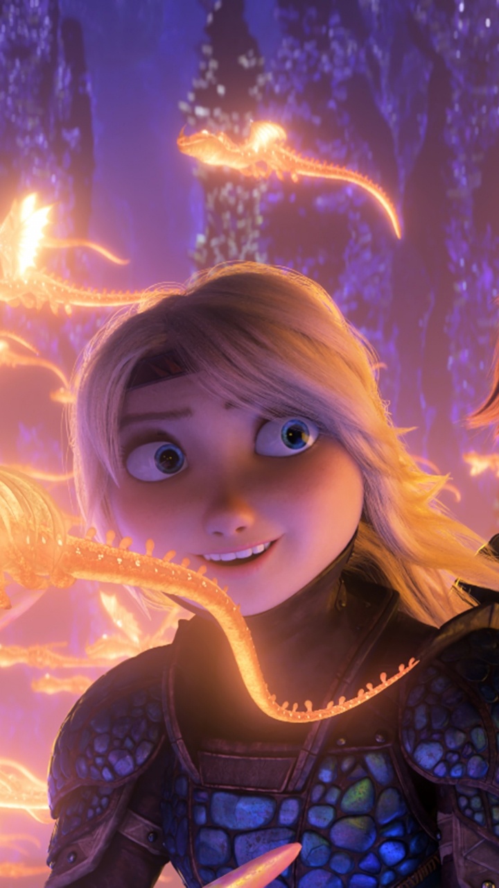 Обои студия DreamWorks Animation, Как тренировать своего дракона, Беззубые, свет, человек в разрешении 720x1280