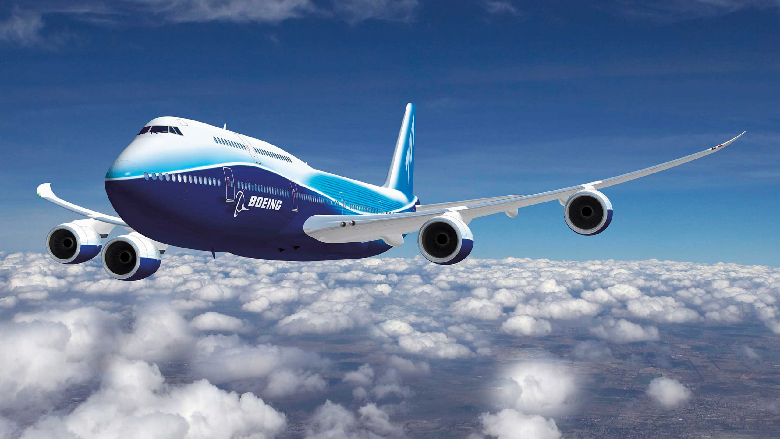 Обои самолет, самолеты, Боинг, авиалайнер, Боинг 747 в разрешении 2560x1440