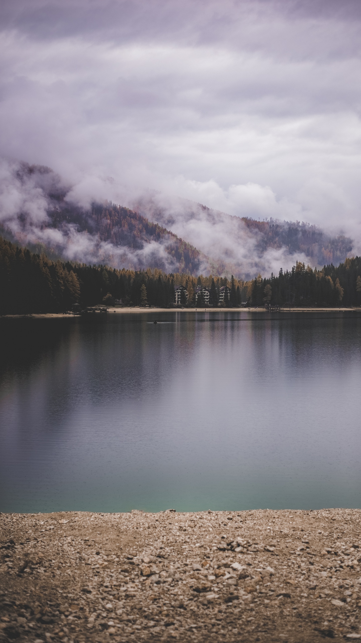 Обои небо, вход, озеро, облако, фьорд в разрешении 1440x2560