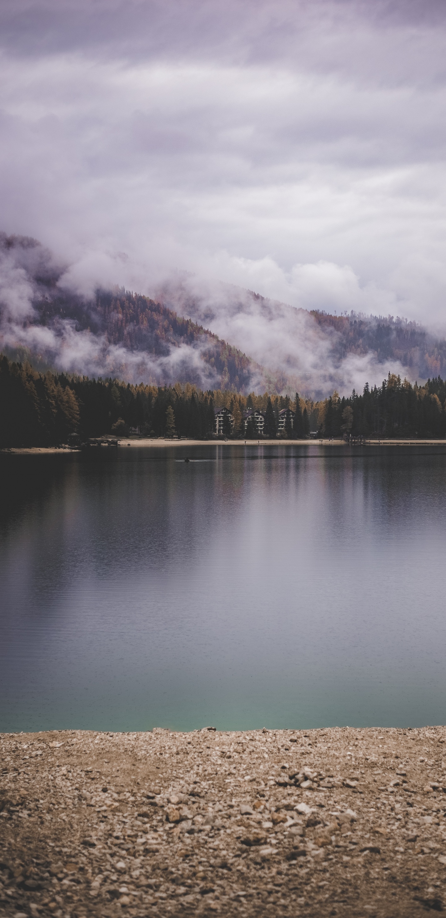 Обои небо, вход, озеро, облако, фьорд в разрешении 1440x2960