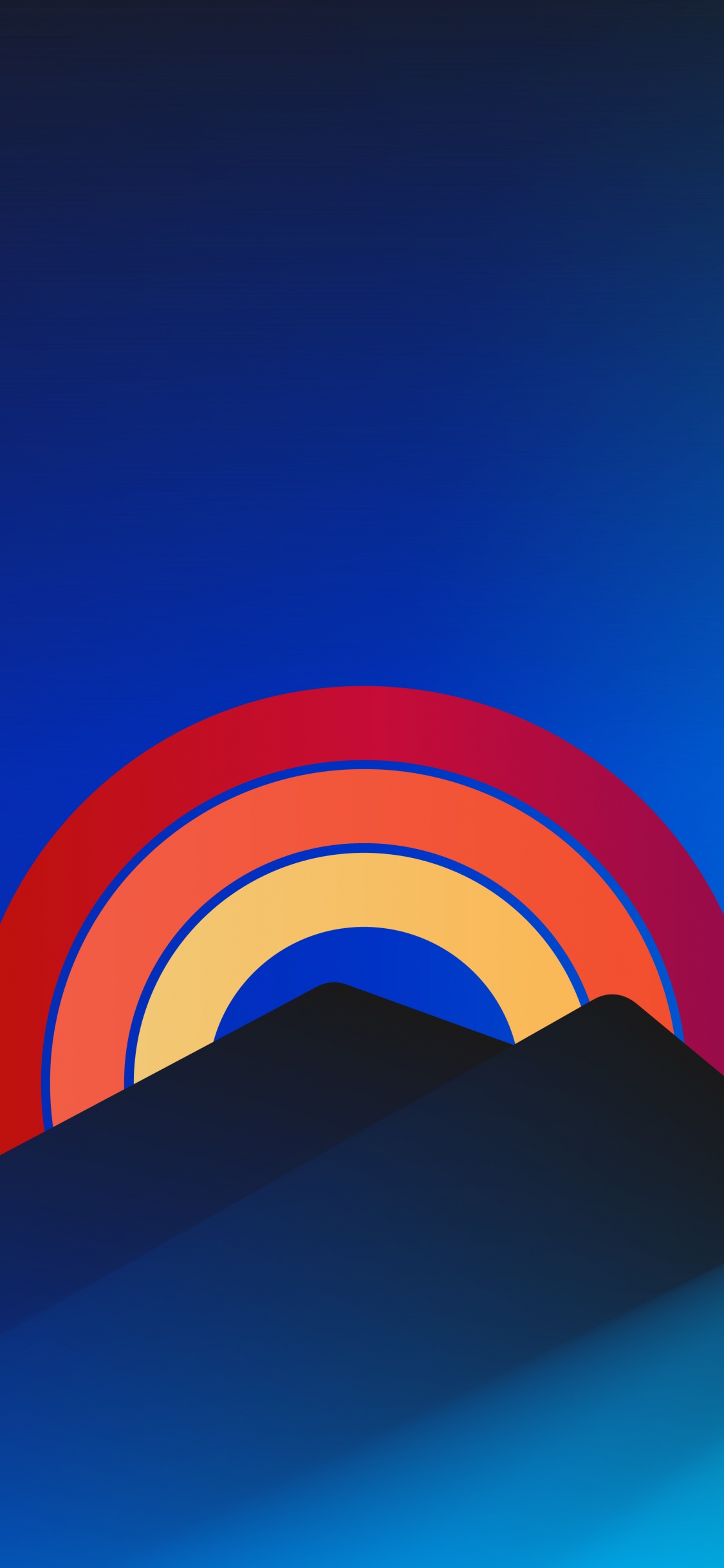 Обои арт, синий, электрик, графика, склон в разрешении 1125x2436