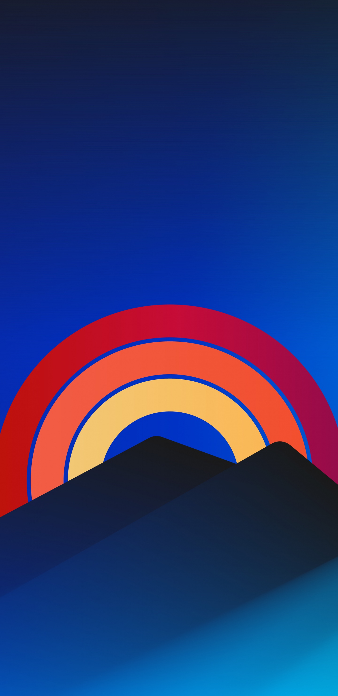 Обои арт, синий, электрик, графика, склон в разрешении 1440x2960