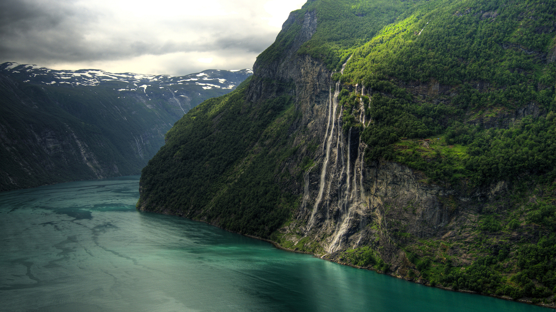 Обои Skagefl, фьорд, гейрангер, водопад, природа в разрешении 1920x1080