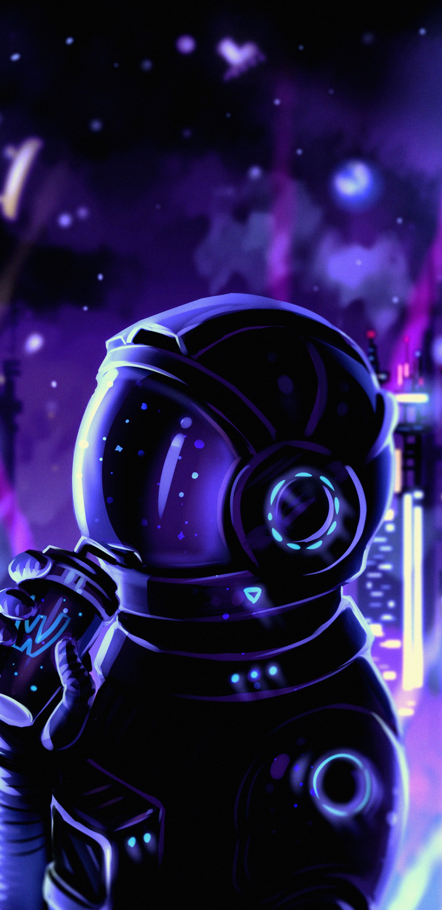 Обои свет, пурпур, арт, электрик, газ в разрешении 1440x2960