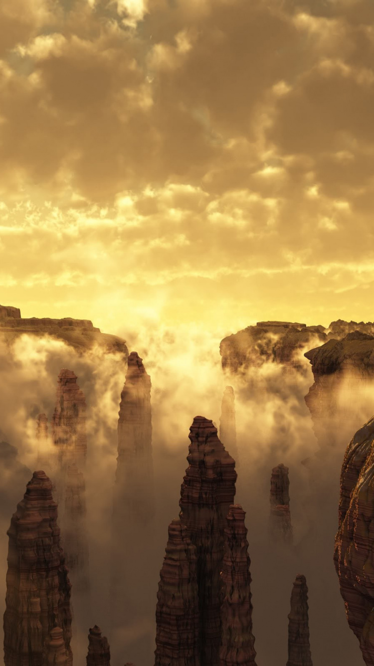 Обои утро, пейзаж, формирование, солнечный свет, местность в разрешении 750x1334