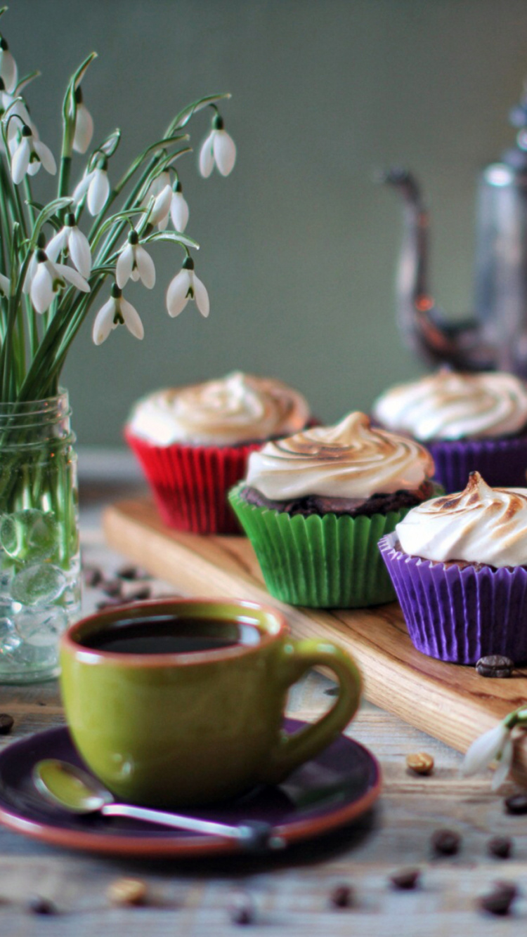 Обои чашка, пища, сладость, выпечка, сладости в разрешении 750x1334