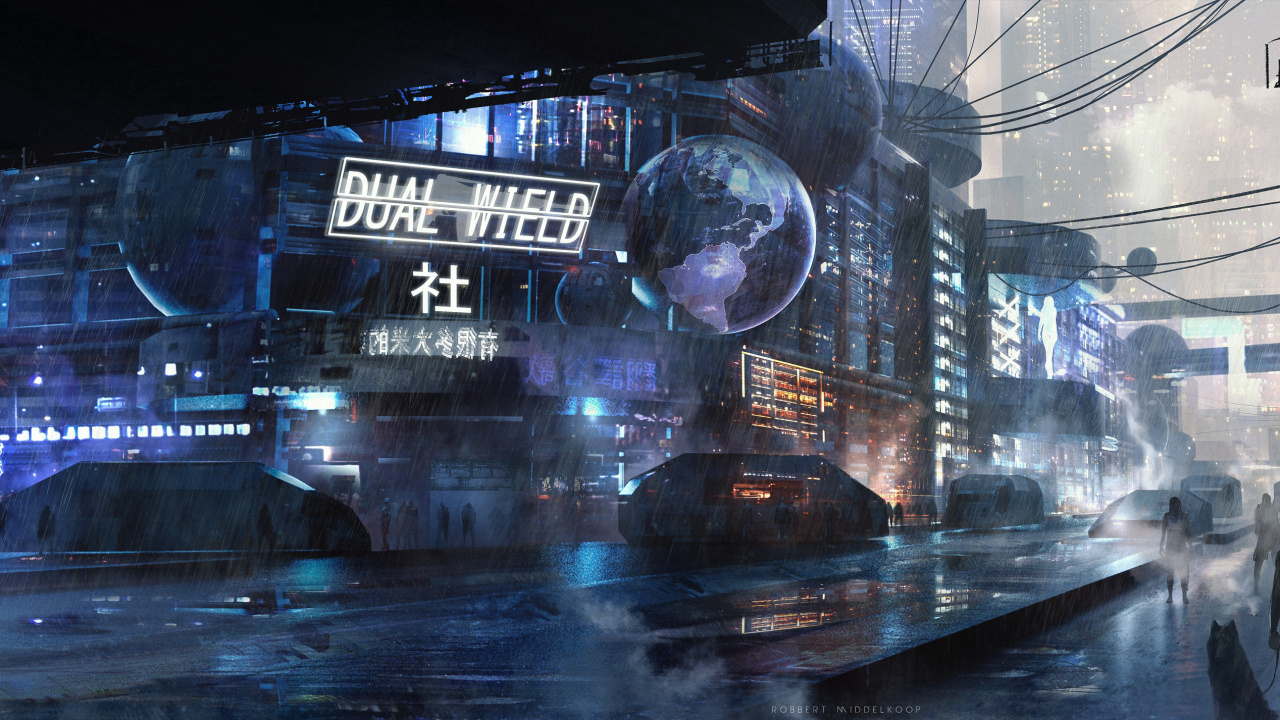 Обои Научная фантастика, цифровое искусство, арт, метрополия, архитектура в разрешении 1280x720