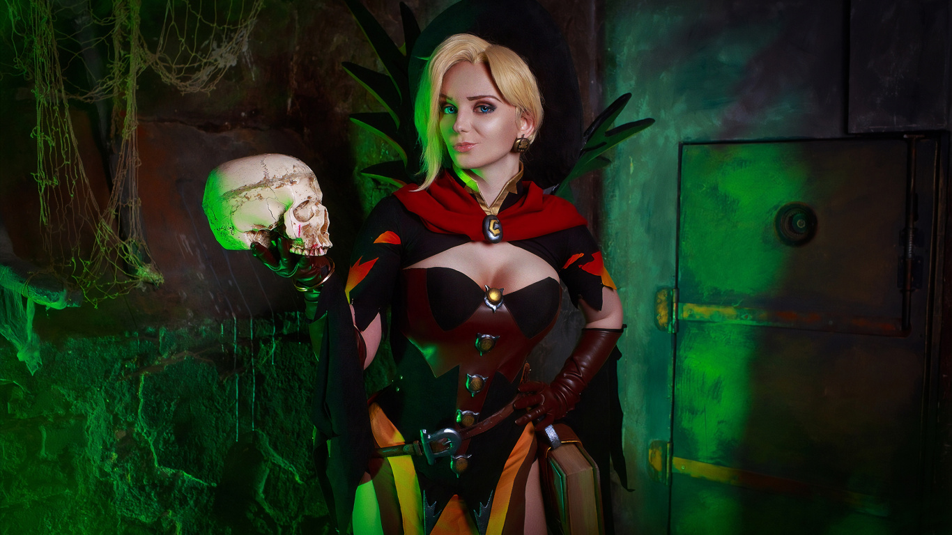 Обои косплей, Overwatch, милость, зеленый, игры в разрешении 1366x768