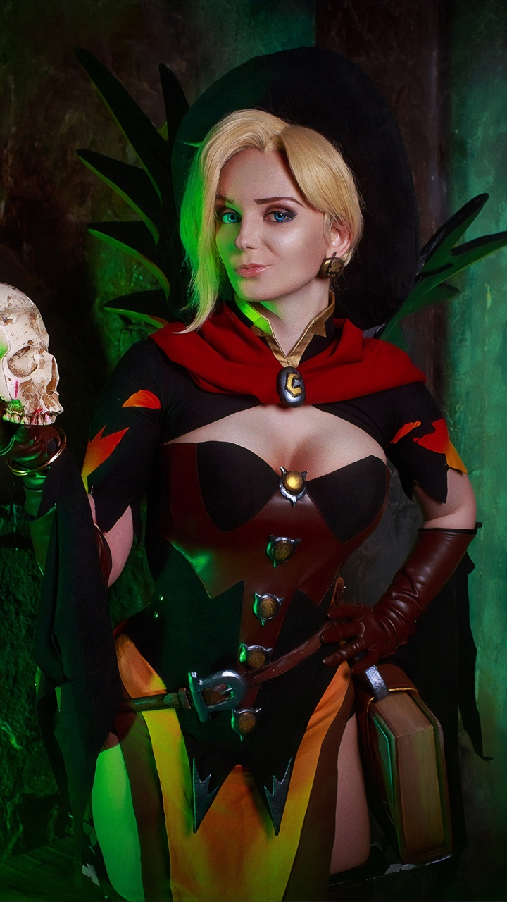 Обои косплей, Overwatch, милость, зеленый, игры в разрешении 720x1280