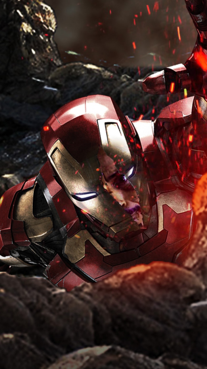 Обои Железный человек, человек-паук, мститель, компьютерная игра, темнота в разрешении 720x1280