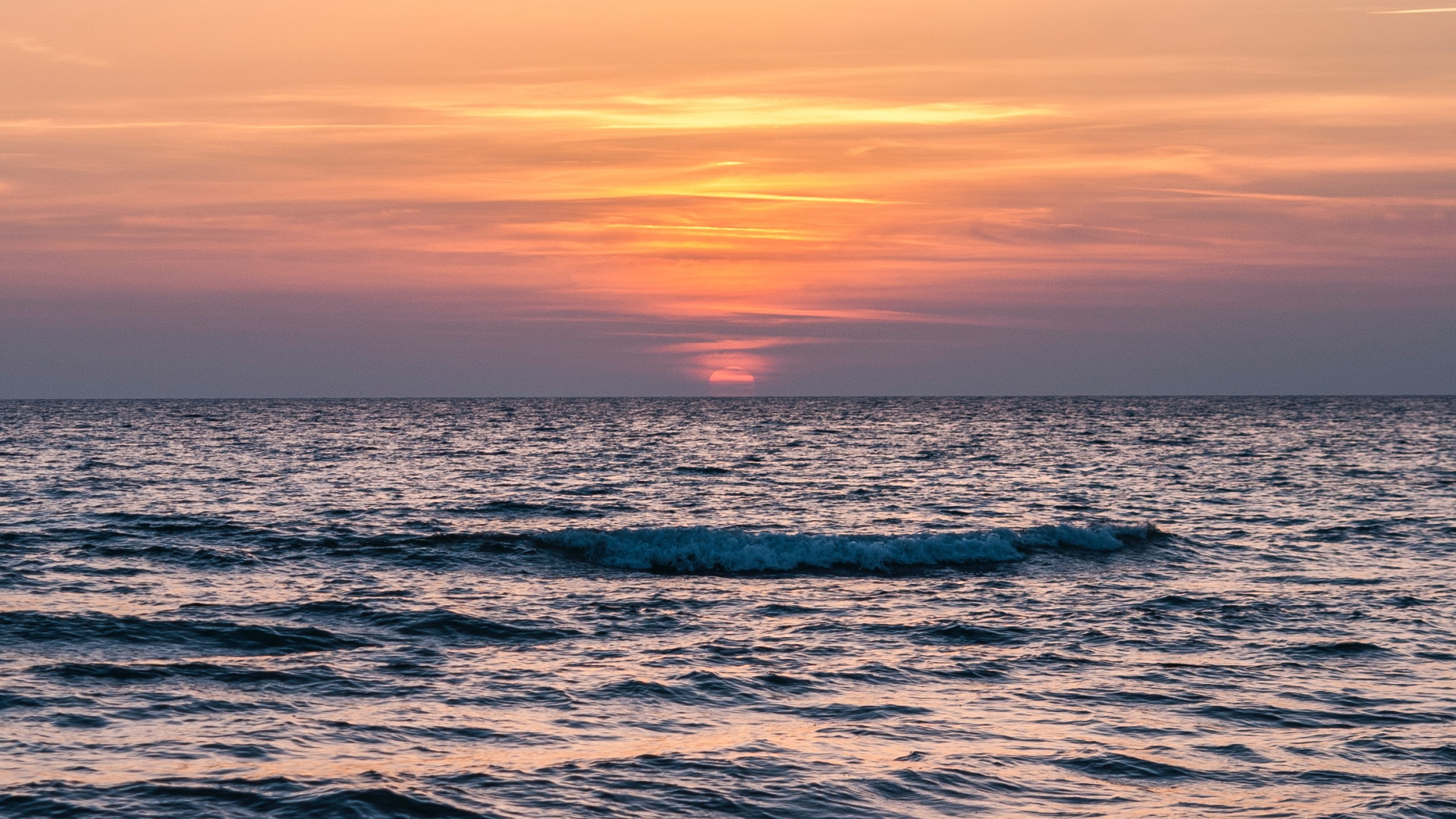 Обои горизонт, водоем, море, океан, волна в разрешении 1920x1080