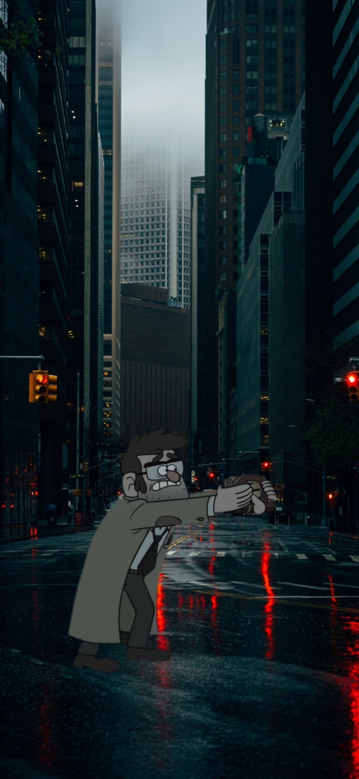 Обои небоскреб, городской пейзаж, здание, дорожное покрытие, башня в разрешении 1242x2688