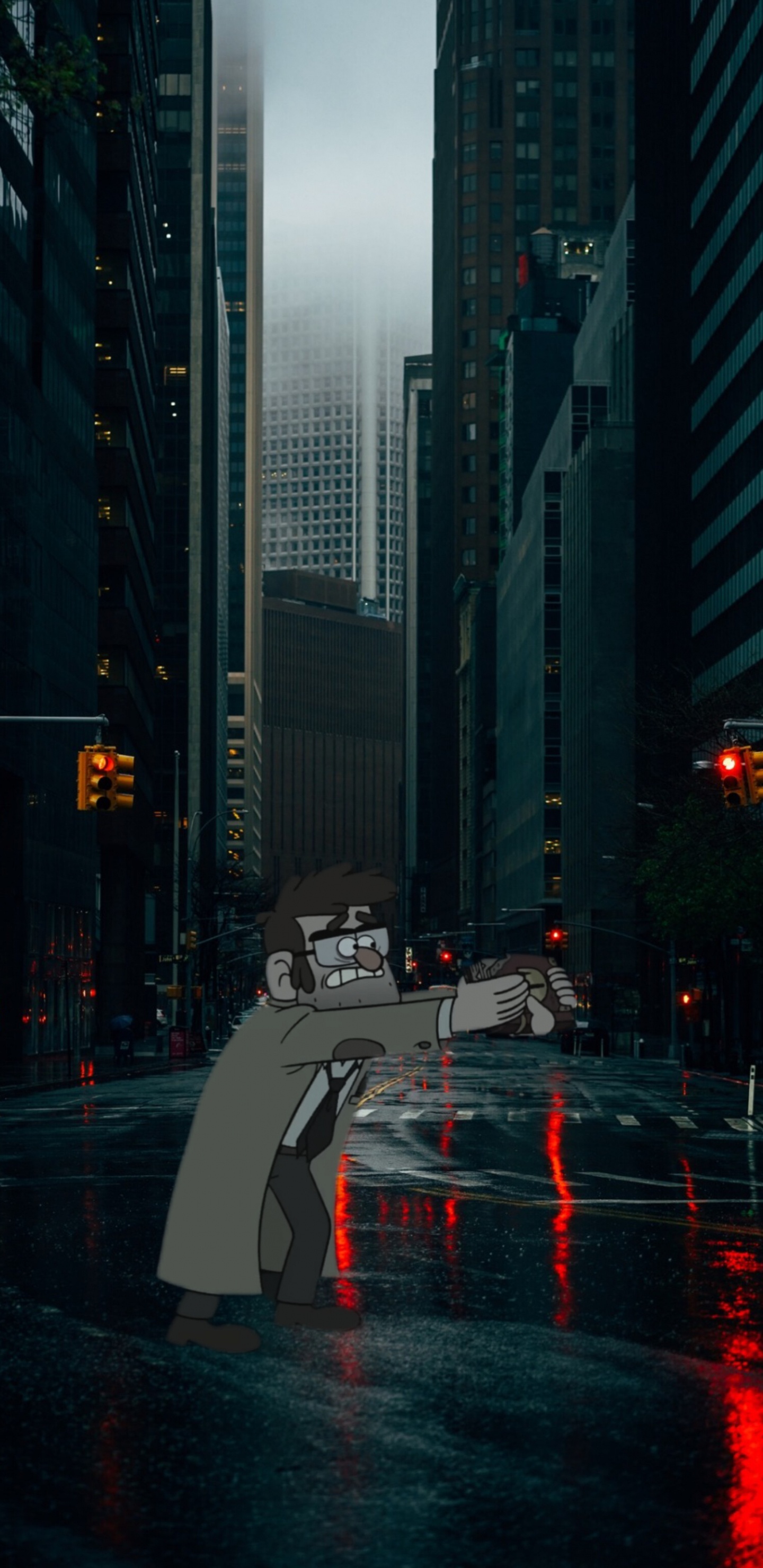 Обои небоскреб, городской пейзаж, здание, дорожное покрытие, башня в разрешении 1440x2960