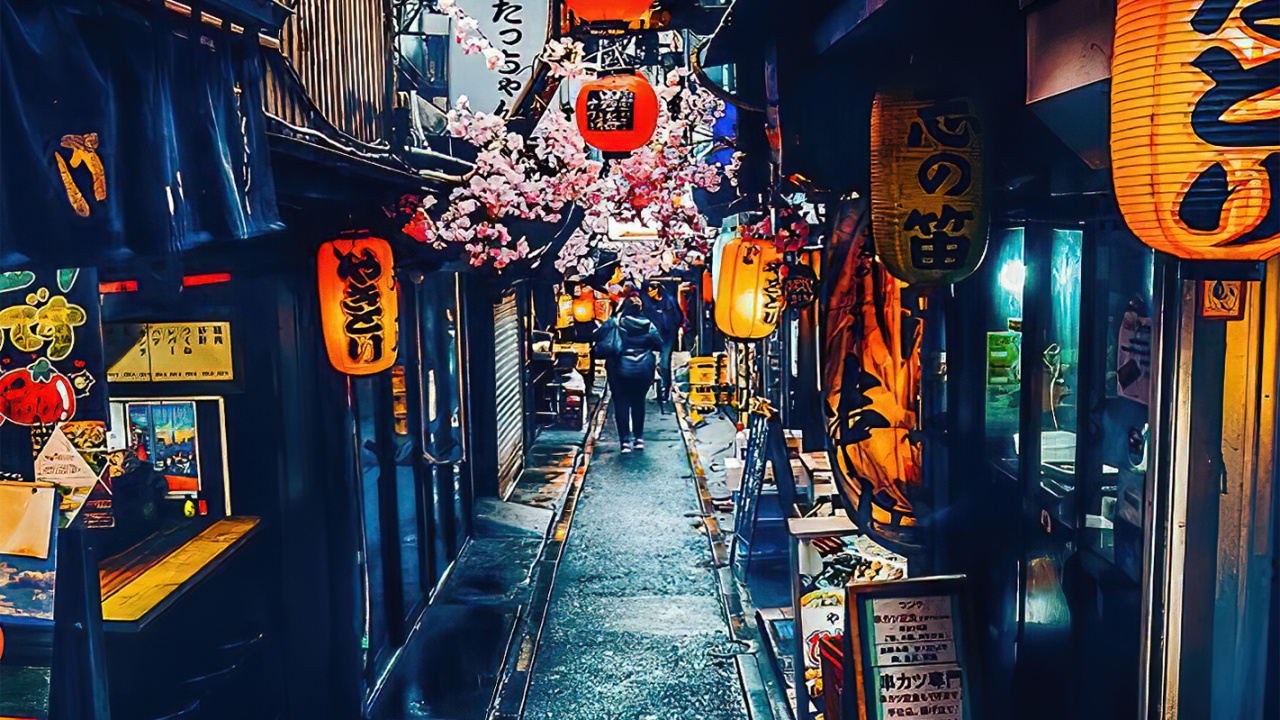 Обои омоиде ёкоч, Оранжевый цвет, соседство, аллея, общественное место в разрешении 1280x720